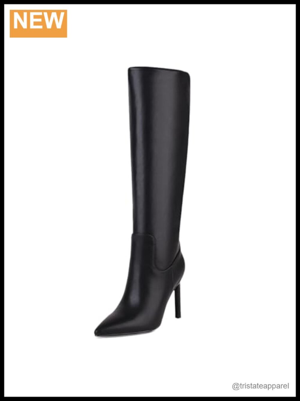 Knee High Boots Stiletto High Heels Zipper PU Fabric Pointed Toe Women's Shoes